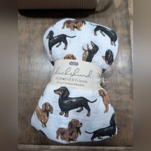 Mud Pie Dachshund Muslin Swaddle- Black, Brown, White